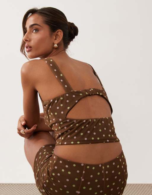 ASOS DESIGN – Brun, prickig bralette i mesh, del av set, 2 av 4