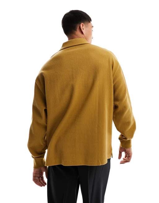 ASOS DESIGN – Brun, ribbad sweatshirt i oversize med pikékrage, 4 av 4