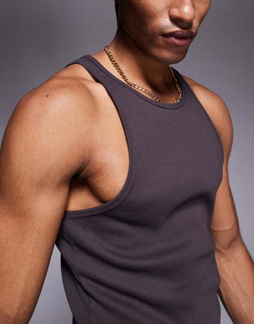 ASOS DESIGN - Brun ribstrikket tætsiddende top i superkraftigt stof  , 2 af 4