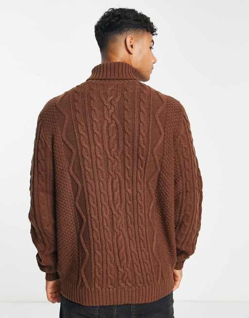 ASOS DESIGN - Brun rullekravebluse i kabelstrik, 3 af 4