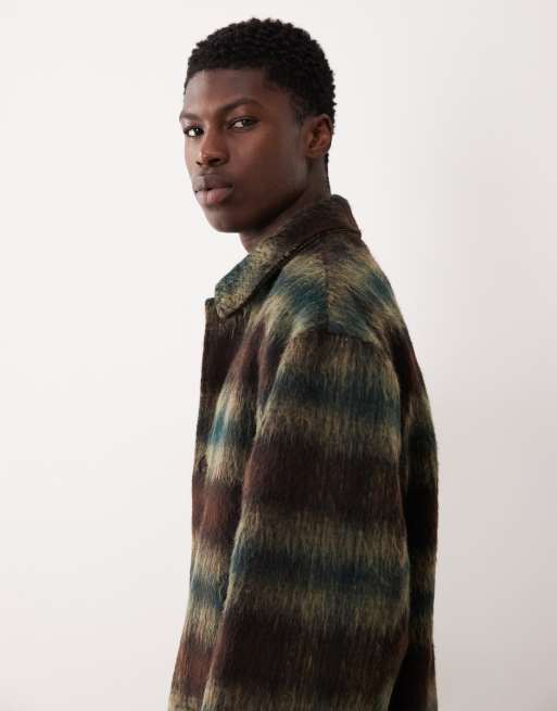 ASOS DESIGN – Brun, rutig kappa i ullimitation och oversize, 4 av 5