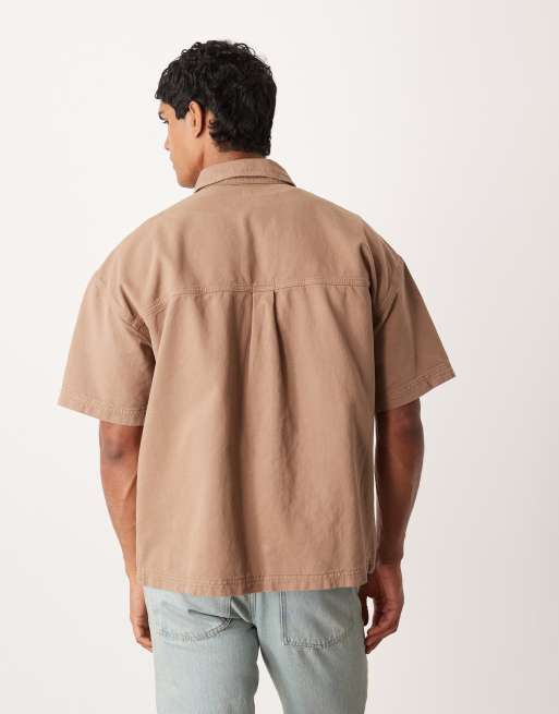 ASOS DESIGN – Brun skjorta i oversize med korta ärmar, 3 av 5