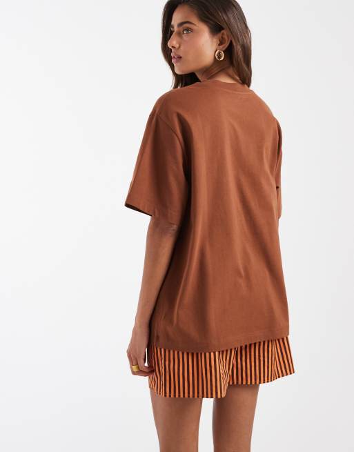 ASOS DESIGN – Brun skjorta i oversized fit med Arizona-broderi på bröstet, 4 av 4