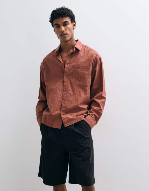 ASOS DESIGN – Brun skjorta i oversized fit och bäckebölja med boxig passform, 2 av 5