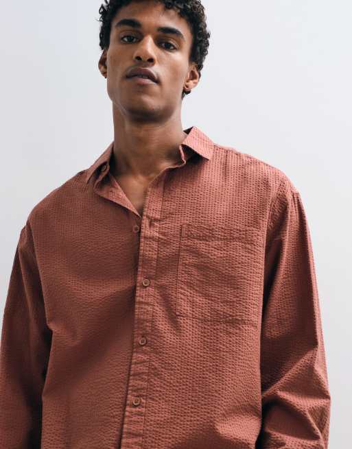 ASOS DESIGN – Brun skjorta i oversized fit och bäckebölja med boxig passform, 3 av 5