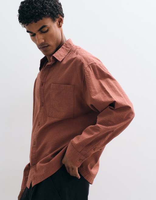 ASOS DESIGN – Brun skjorta i oversized fit och bäckebölja med boxig passform, 5 av 5