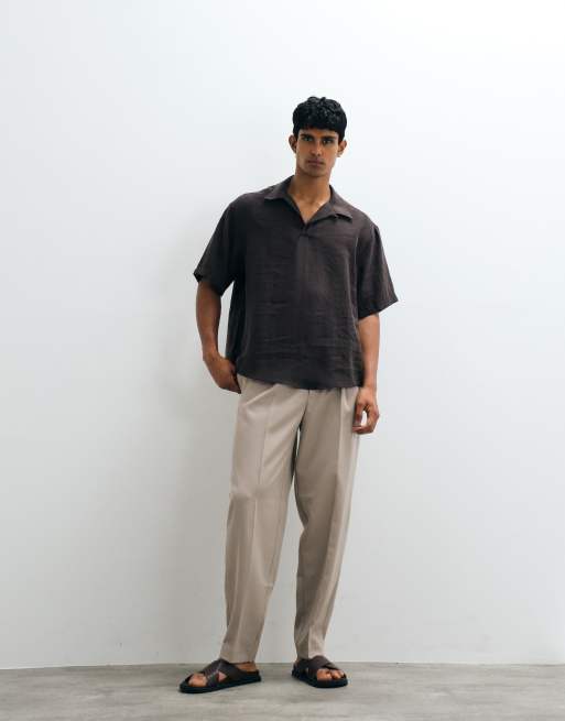 ASOS DESIGN – Brun skjorta i oversized fit och dra på-modell med volym, 2 av 5