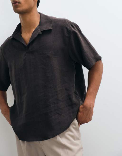 ASOS DESIGN – Brun skjorta i oversized fit och dra på-modell med volym, 3 av 5