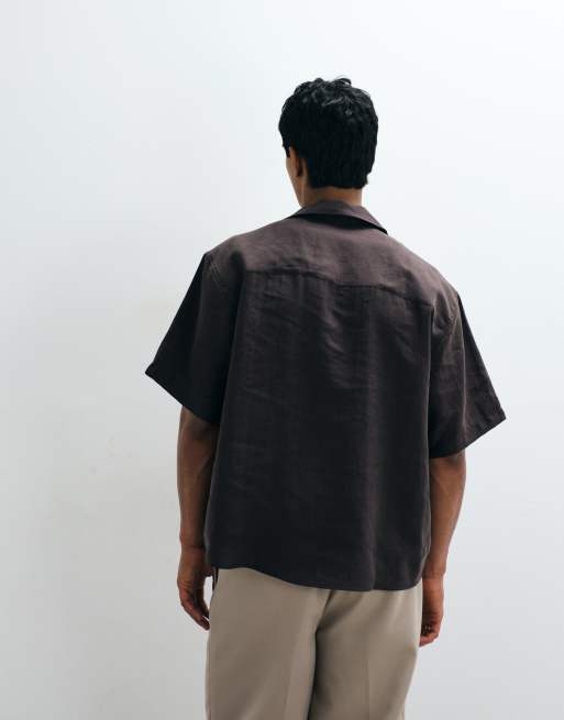 ASOS DESIGN – Brun skjorta i oversized fit och dra på-modell med volym, 4 av 5