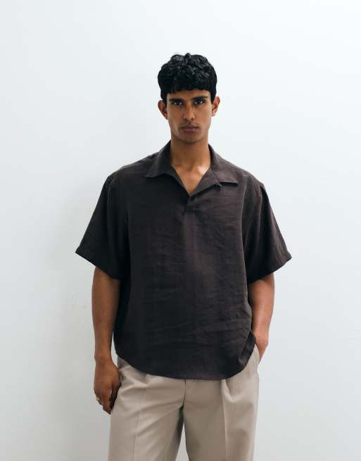 ASOS DESIGN – Brun skjorta i oversized fit och dra på-modell med volym, 5 av 5