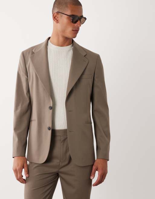 ASOS DESIGN - Brunt smalt habitsæt i 100% sommeruld, 3 af 3