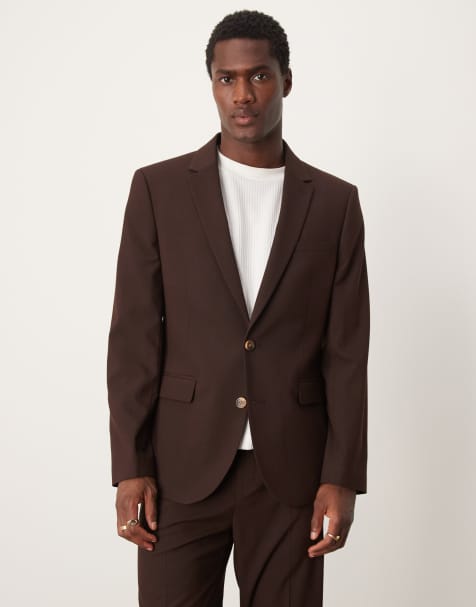 ASOS DESIGN – Brun smal kavaj, del av kostym - view 1