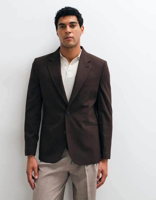 ASOS DESIGN – Brun smal kavaj, del av kostym, 2 av 5