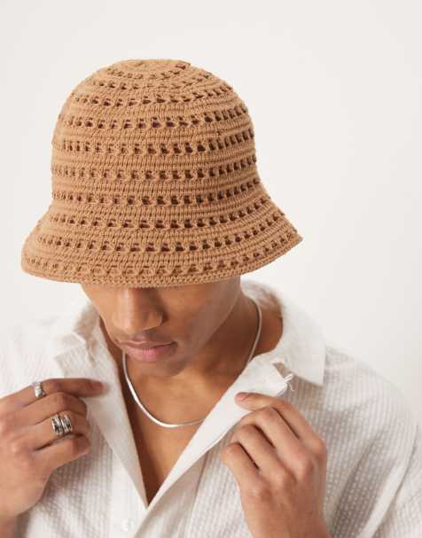 ASOS DESIGN – Brun, stickad solhatt - view 1