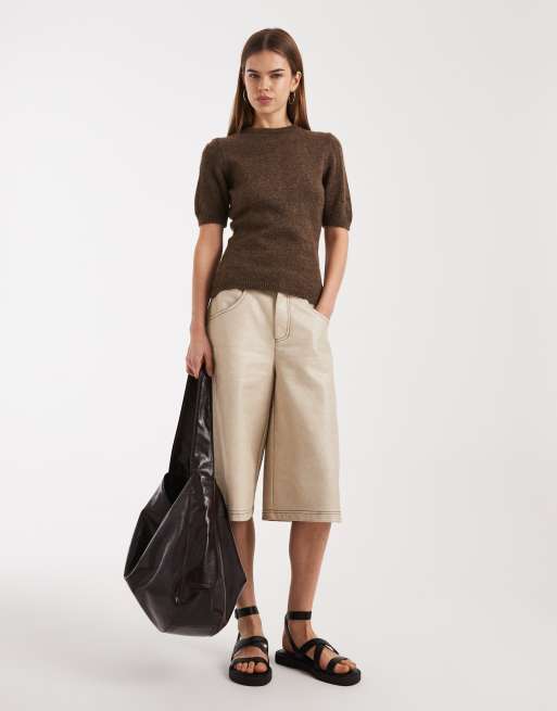 ASOS DESIGN – Brun, stickad tröja i krympt design, 3 av 4