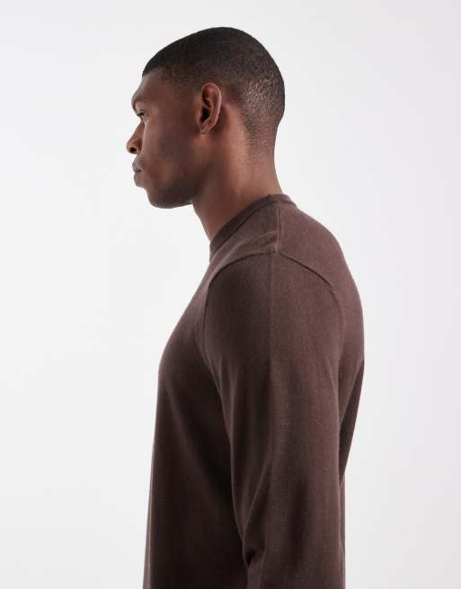ASOS DESIGN – Brun, stickad tröja med rund halsringning, 4 av 5