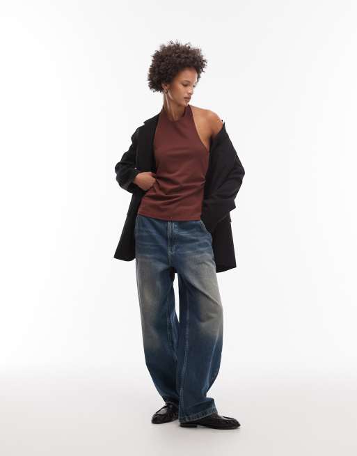 ASOS DESIGN – Brun, stilren topp med halterneck, del av set, 2 av 4