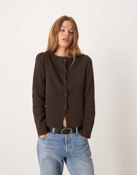 ASOS DESIGN - Brun strikket cardigan - Del af sæt - view 1