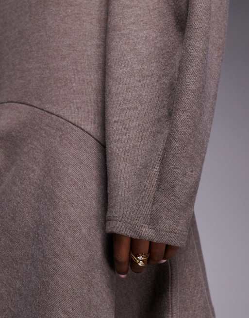 ASOS DESIGN - Brun superblød minikjole med lange cocoon-ærmer og peplum-kant, 3 af 4