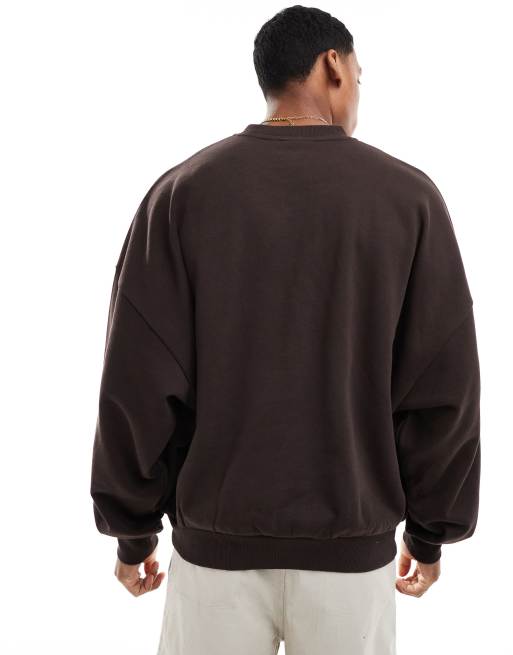 ASOS DESIGN – Brun sweatshirt i extra oversize med boxig passform och tryck framtill, 3 av 4