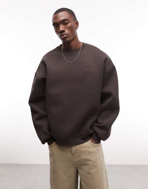ASOS DESIGN – Brun sweatshirt i extra oversize och scubaliknande tyg med broderi - view 1