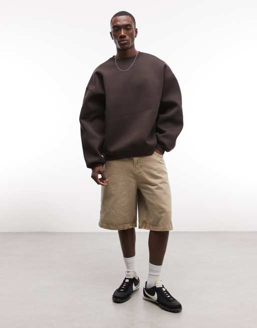ASOS DESIGN – Brun sweatshirt i extra oversize och scubaliknande tyg med broderi, 2 av 5