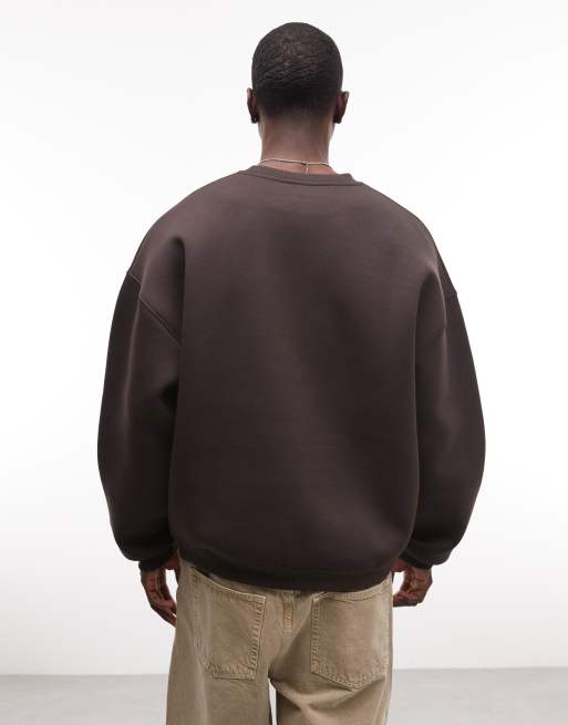 ASOS DESIGN – Brun sweatshirt i extra oversize och scubaliknande tyg med broderi, 5 av 5
