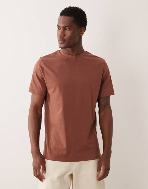 ASOS DESIGN – Brun t-shirt i kraftigt material och regular fit - view 1