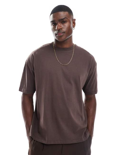 ASOS DESIGN – Brun t-shirt i oversize med souvenirtryck, 3 av 4
