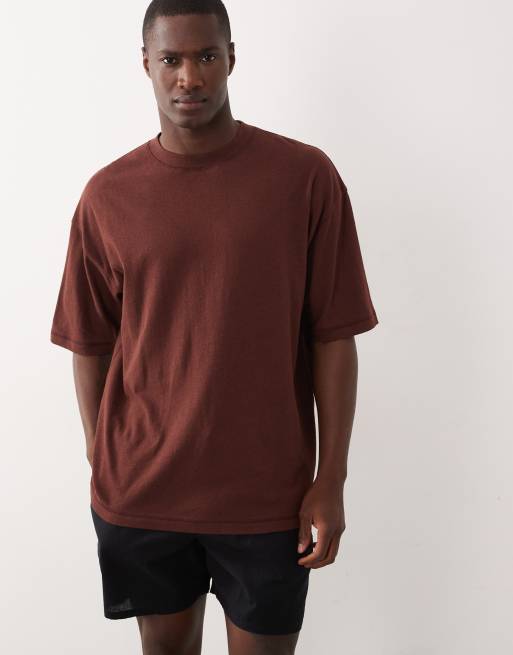 ASOS DESIGN – Brun t-shirt i oversize och linnemix, 3 av 5