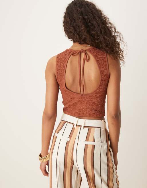 ASOS DESIGN - Brun tank-croptop med tekstur og rynker, 2 af 4