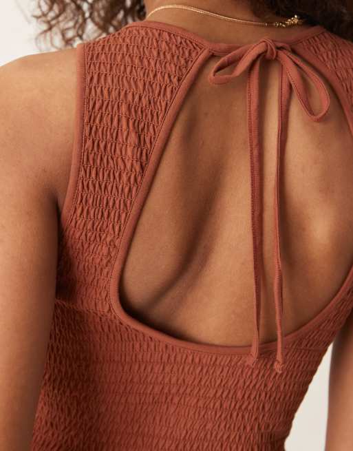 ASOS DESIGN - Brun tank-croptop med tekstur og rynker, 4 af 4