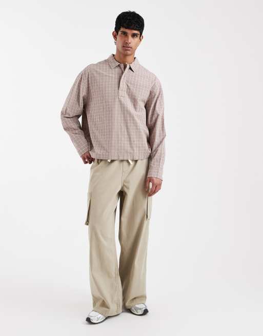 ASOS DESIGN - Brun ternet og oversized overhead-skjorte med firkantet pasform, 2 af 5
