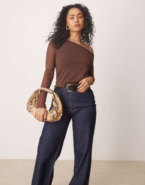 ASOS DESIGN – Brun topp i mesh med asymmetrisk design - view 1