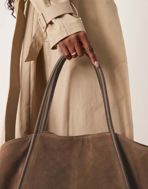 ASOS DESIGN - Brun tote med rørformede detaljer i ruskind, 3 af 4