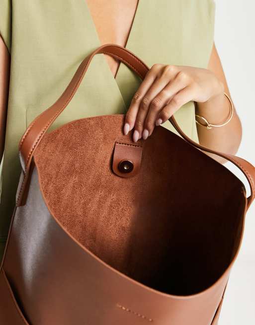 ASOS DESIGN – Brun toteväska med två fack, 3 av 4