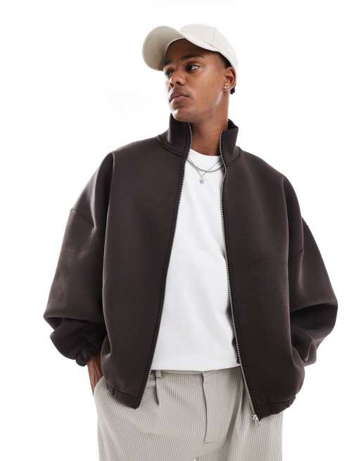 ASOS DESIGN – Brun träningsjacka i extra oversize av scubamaterial