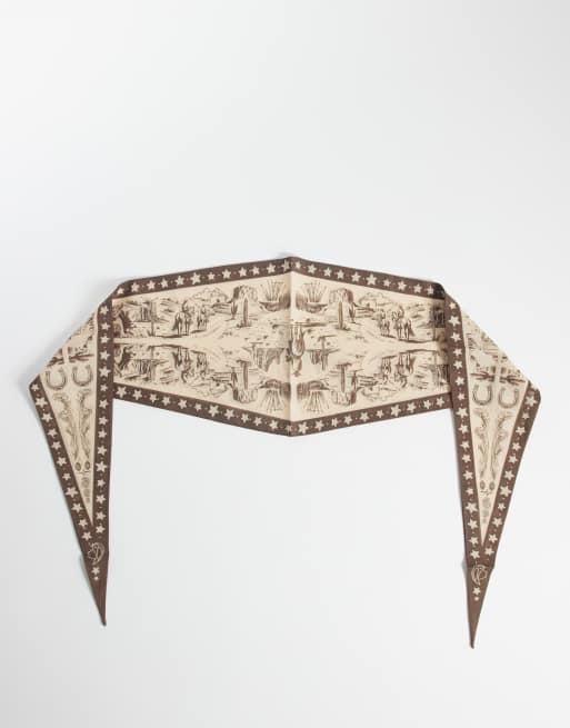 ASOS DESIGN – Brun, trekantig scarf i bomull med cowboydesign, 3 av 3