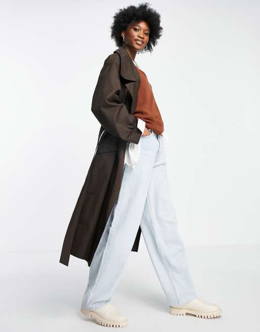 ASOS DESIGN – Brun trenchcoat i waterfall-modell