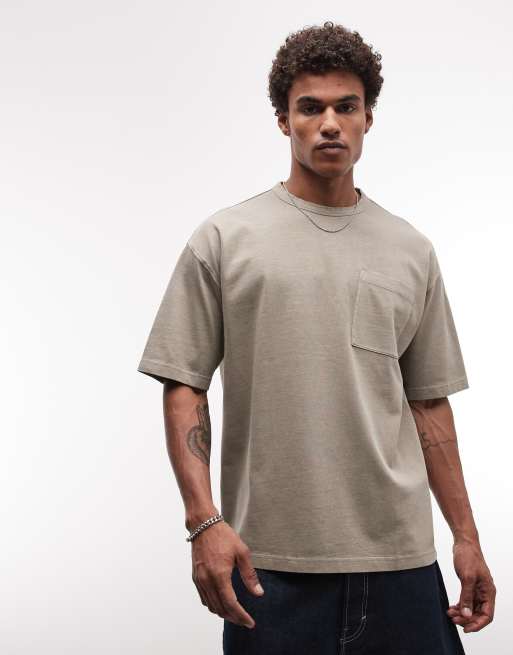 ASOS DESIGN – Brun, tvättad, kraftig t-shirt i oversize med soltryck, 5 av 5