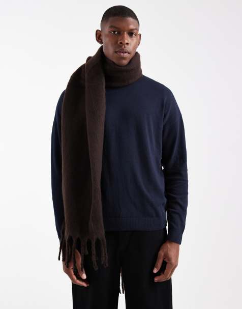 ASOS DESIGN – Brun, vävd halsduk med borstad yta - view 1