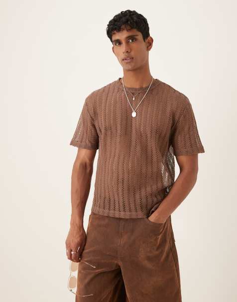 ASOS DESIGN – Brun, virkad, avslappnad t-shirt - view 1