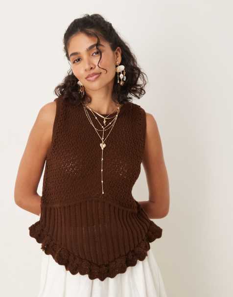 ASOS DESIGN – Brun, virkad topp - view 1