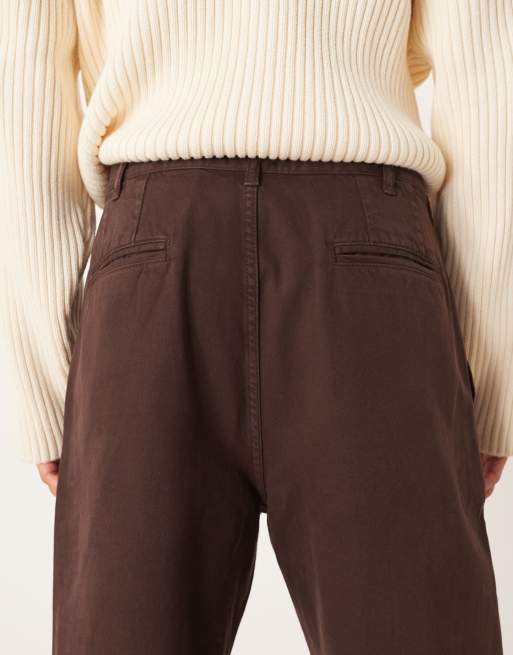 ASOS DESIGN – Bruna, avslappnade, avsmalnande byxor med upprullad fåll, 5 av 5
