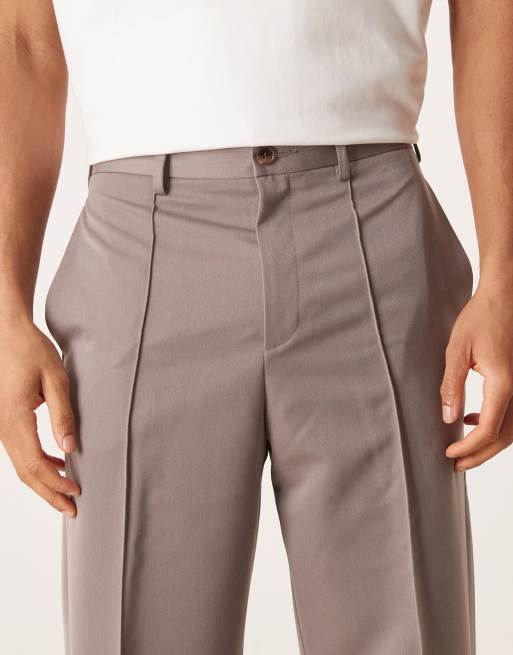 ASOS DESIGN – Bruna, avslappnade, avsmalnande finbyxor med stråveck, 5 av 5