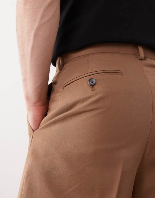ASOS DESIGN – Bruna, avslappnade, figursydda byxor med avsmalnande passform och veck, 5 av 5