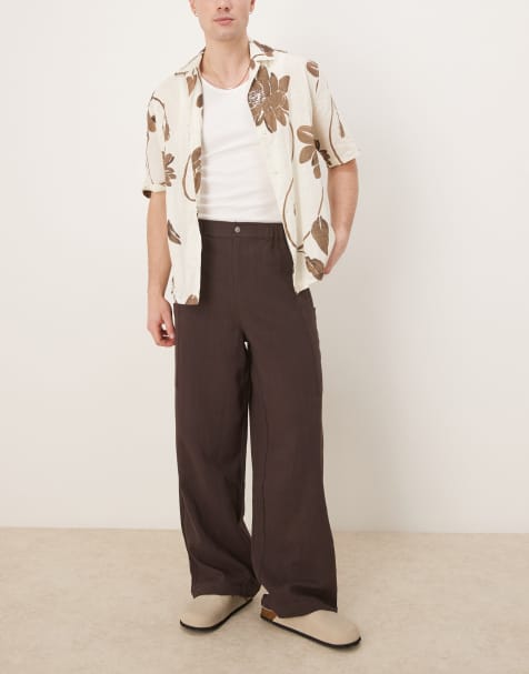 ASOS DESIGN – Bruna, baggy byxor i oversize och linnestil - view 1