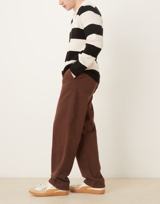 ASOS DESIGN – Bruna baggy byxor i twill, 3 av 5