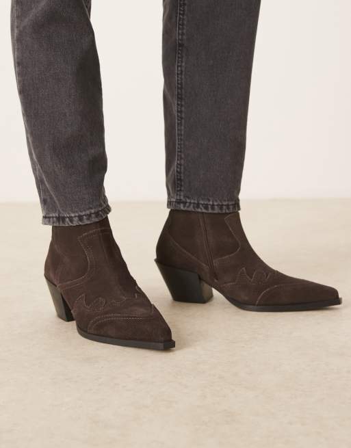 ASOS DESIGN – Bruna boots i läder med kubansk klack, 2 av 4