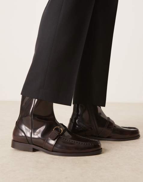 ASOS DESIGN – Bruna boots i läder och loaferstil med rem - view 1